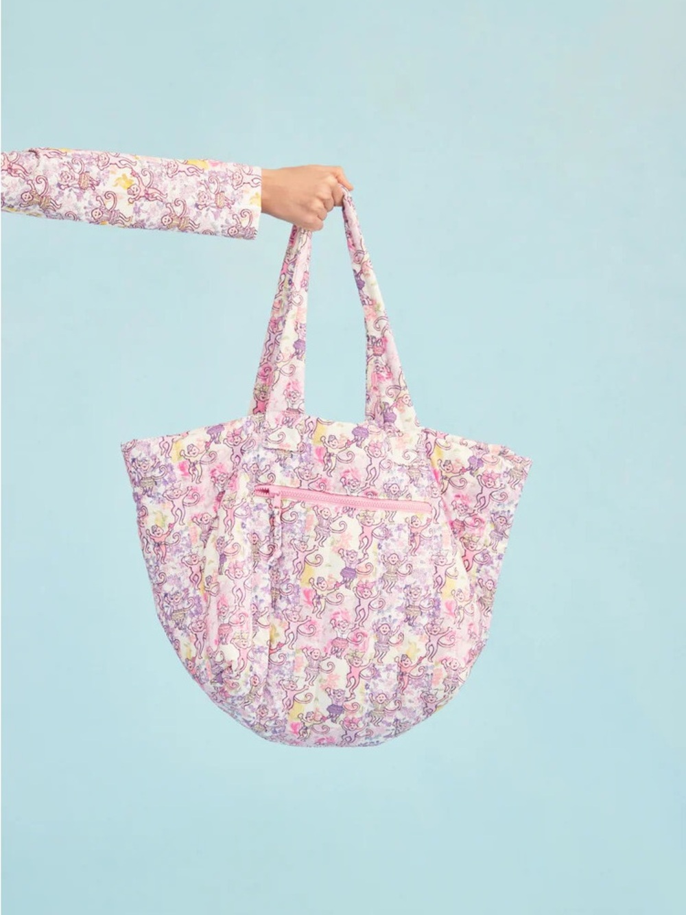 New Roller Rabbit X LoveShackFancy Preppy Patchwork Quilted Tote Lilac Blush Bag